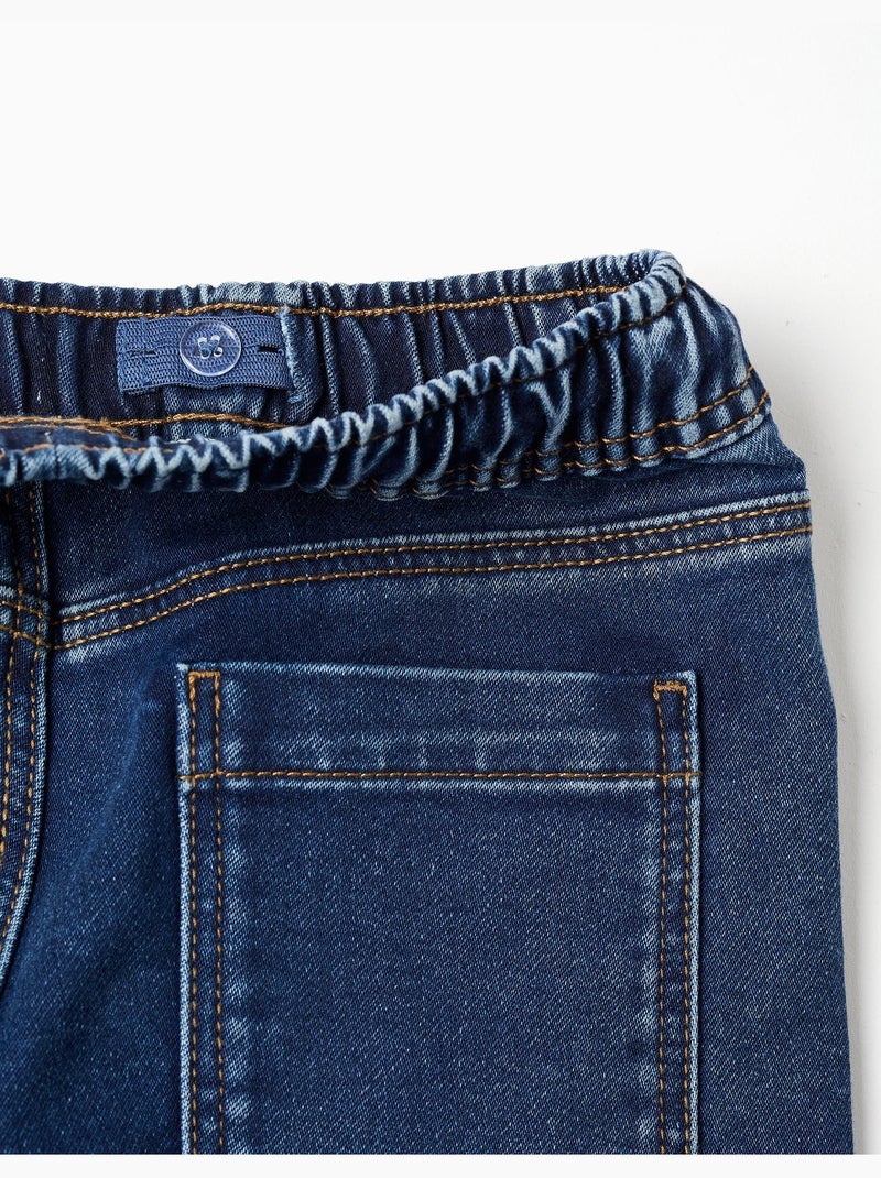 Pantalon de jogging en jean avec cordon de serrage et 5 poches Bleu foncé - Kiabi
