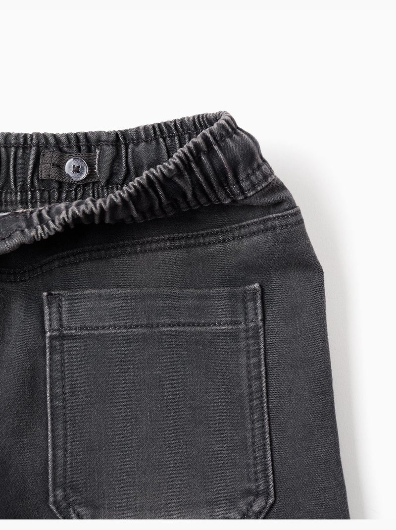 Pantalon de jogging en jean avec cordon de serrage et 5 poches Gris foncé - Kiabi