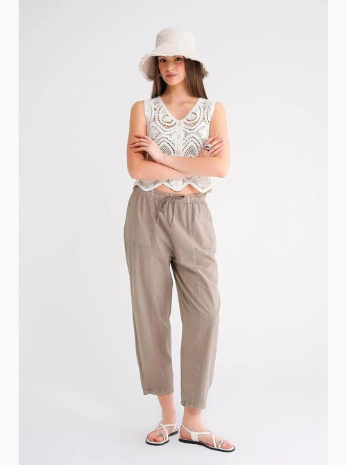 Pantalon de jogging en lin mélangé avec cordon de serrage à la taille mixray - Kiabi Pantalon de jogging en lin mélangé avec cordon de serrage à la taille mixray - Kiabi