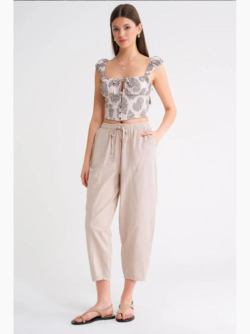 Pantalon de jogging en lin mélangé avec cordon de serrage à la taille mixray - Kiabi Pantalon de jogging en lin mélangé avec cordon de serrage à la taille mixray - Kiabi