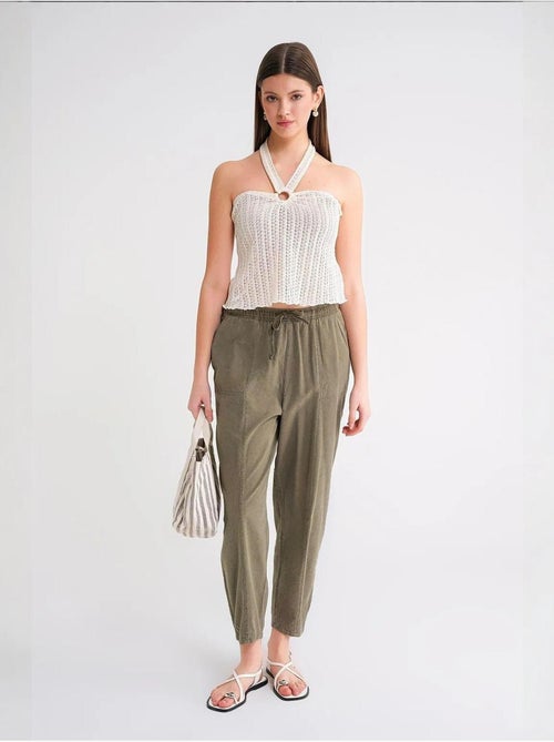 Pantalon de jogging en lin mélangé avec cordon de serrage à la taille mixray - Kiabi Pantalon de jogging en lin mélangé avec cordon de serrage à la taille mixray - Kiabi