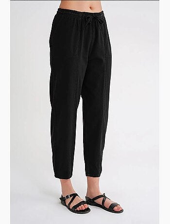 Pantalon de jogging en lin mélangé avec cordon de serrage à la taille mixray