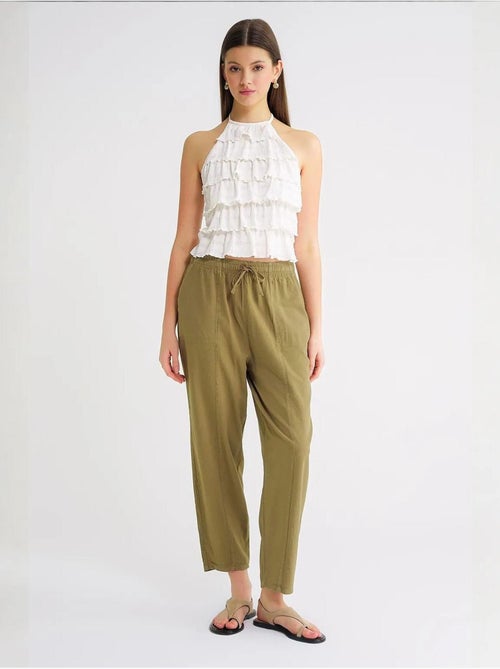 Pantalon de jogging en lin mélangé avec cordon de serrage à la taille mixray - Kiabi Pantalon de jogging en lin mélangé avec cordon de serrage à la taille mixray - Kiabi