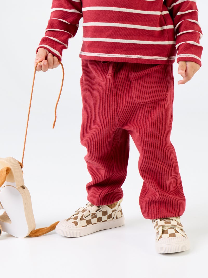 Pantalon de jogging en maille côtelée Rouge - Kiabi