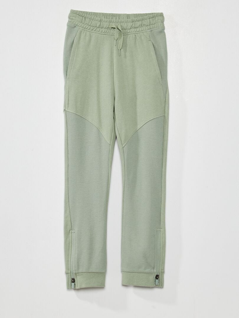 Pantalon de jogging en maille vert gris - Kiabi