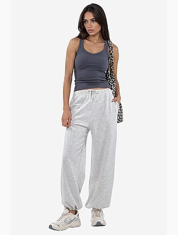 Pantalon de jogging en mélange de coton à jambe droite pour femme busem