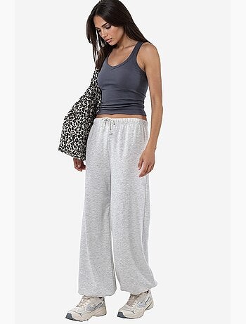 Pantalon de jogging en mélange de coton à jambe droite pour femme busem