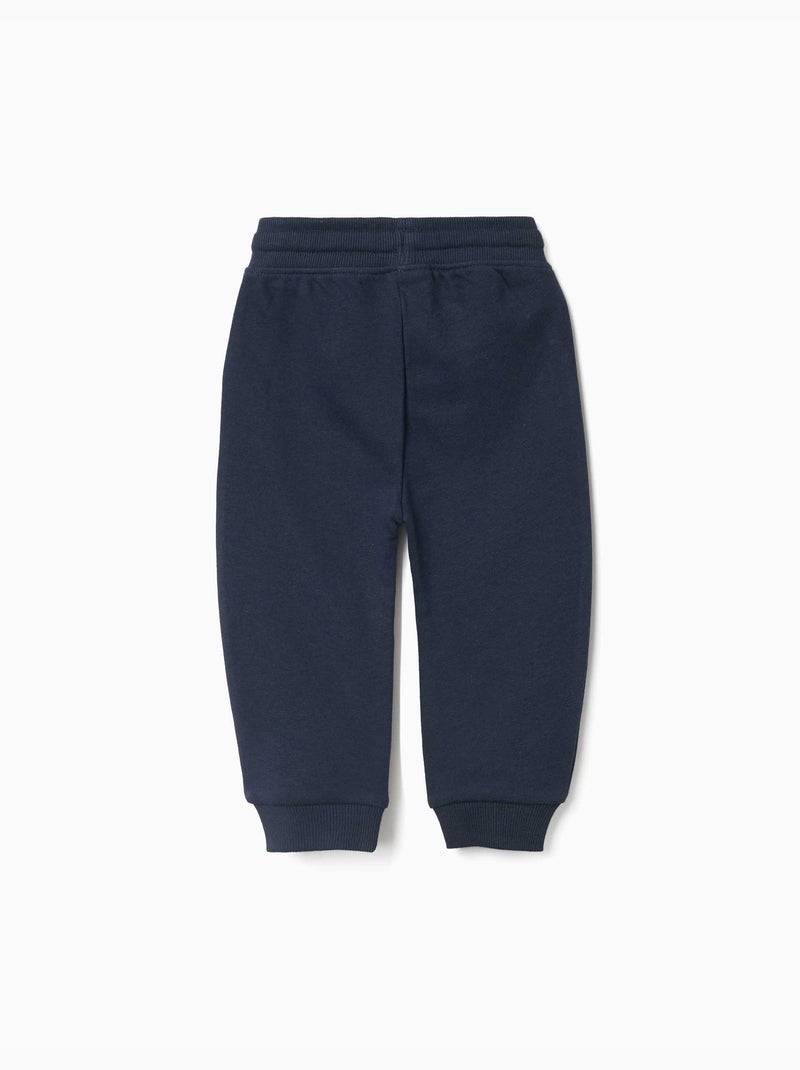 Pantalon de jogging en molleton avec cordon de serrage et imprimé Bleu foncé - Kiabi