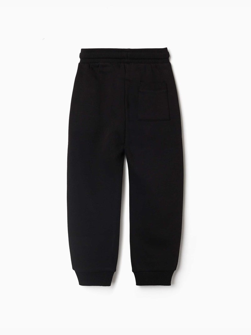 Pantalon de jogging en molleton avec cordon de serrage et poches Noir Noir - Kiabi