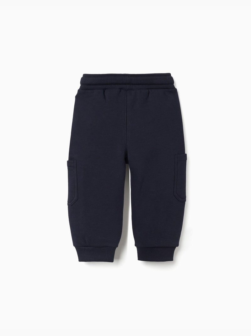 Pantalon de jogging en molleton avec doublure en coton peigné et poches cargo Bleu foncé - Kiabi