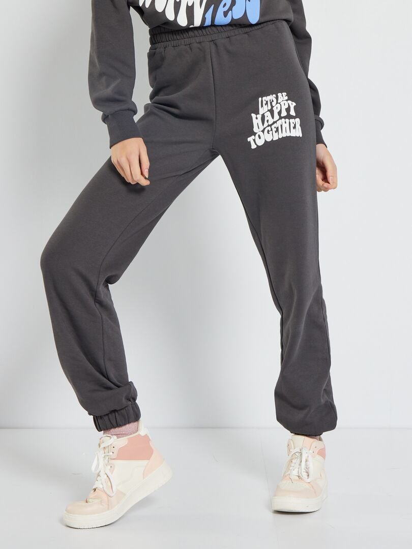 Pantalon de jogging en molleton gris foncé - Kiabi