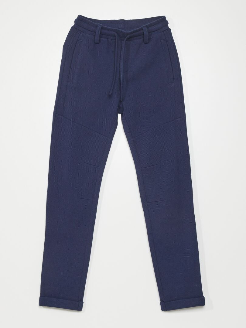 Pantalon de jogging en piqué de coton bleu noir - Kiabi