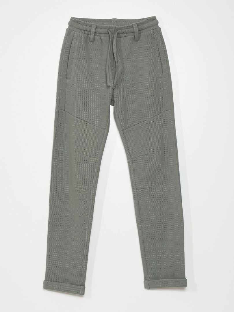 Pantalon de jogging en piqué de coton vert gris - Kiabi