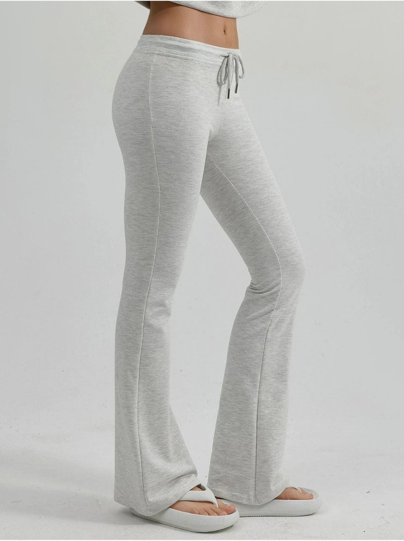 Pantalon de jogging évasé taille mi-haute avec cordon busem Gris clair - Kiabi