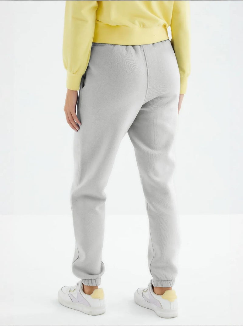 Pantalon de jogging femme à taille haute tommy Gris clair - Kiabi