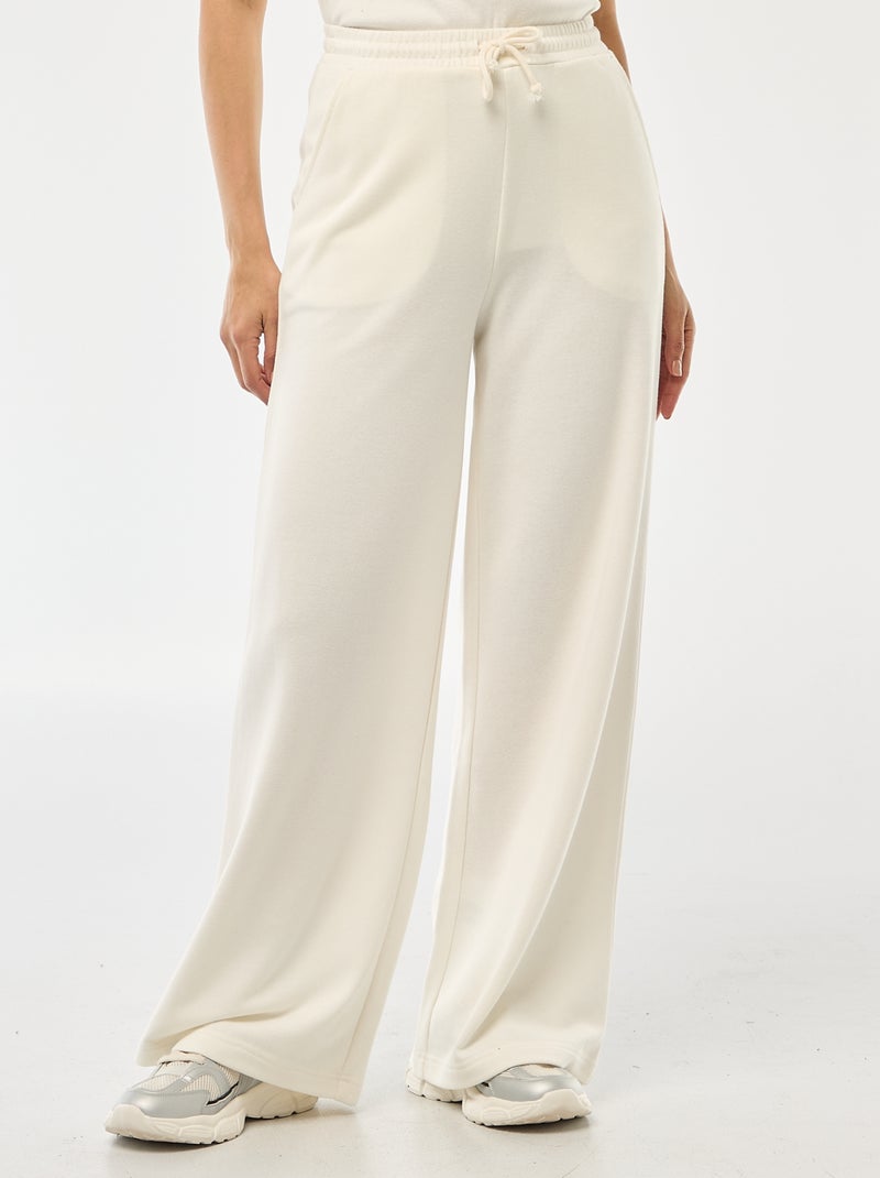 Pantalon de jogging femme en maille lourde à taille élastiquée Blanc - Kiabi