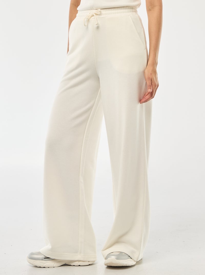 Pantalon de jogging femme en maille lourde à taille élastiquée Blanc - Kiabi