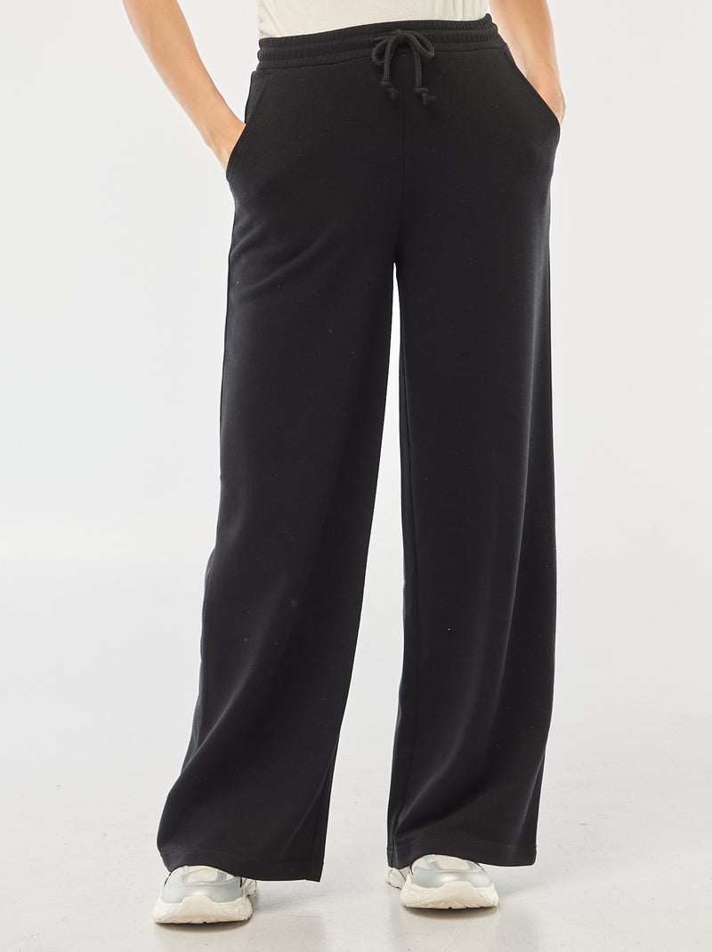 Pantalon de jogging femme en maille lourde à taille élastiquée Noir - Kiabi
