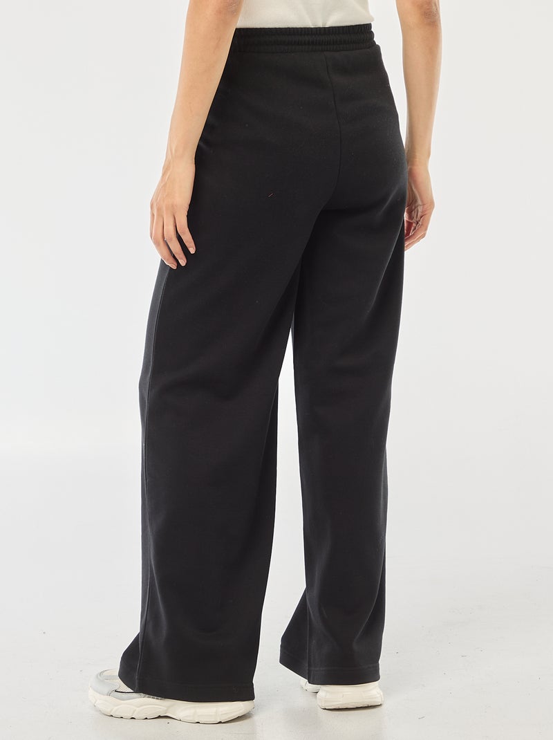 Pantalon de jogging femme en maille lourde à taille élastiquée Noir - Kiabi
