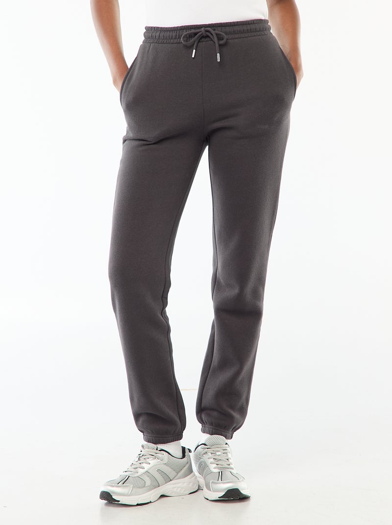 Pantalon de jogging femme en maille lourde Noir - Kiabi