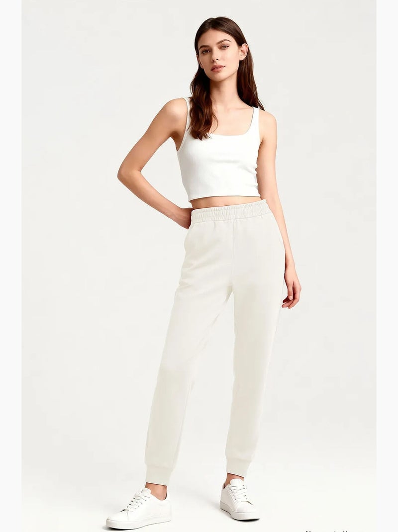 Pantalon de jogging femme en mélange de coton tommy Blanc cassé - Kiabi