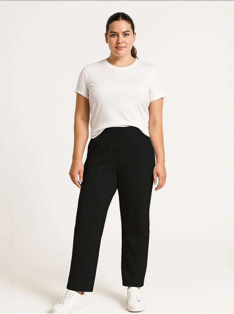 Pantalon de jogging femme en mélange de coton tommy Noir - Kiabi
