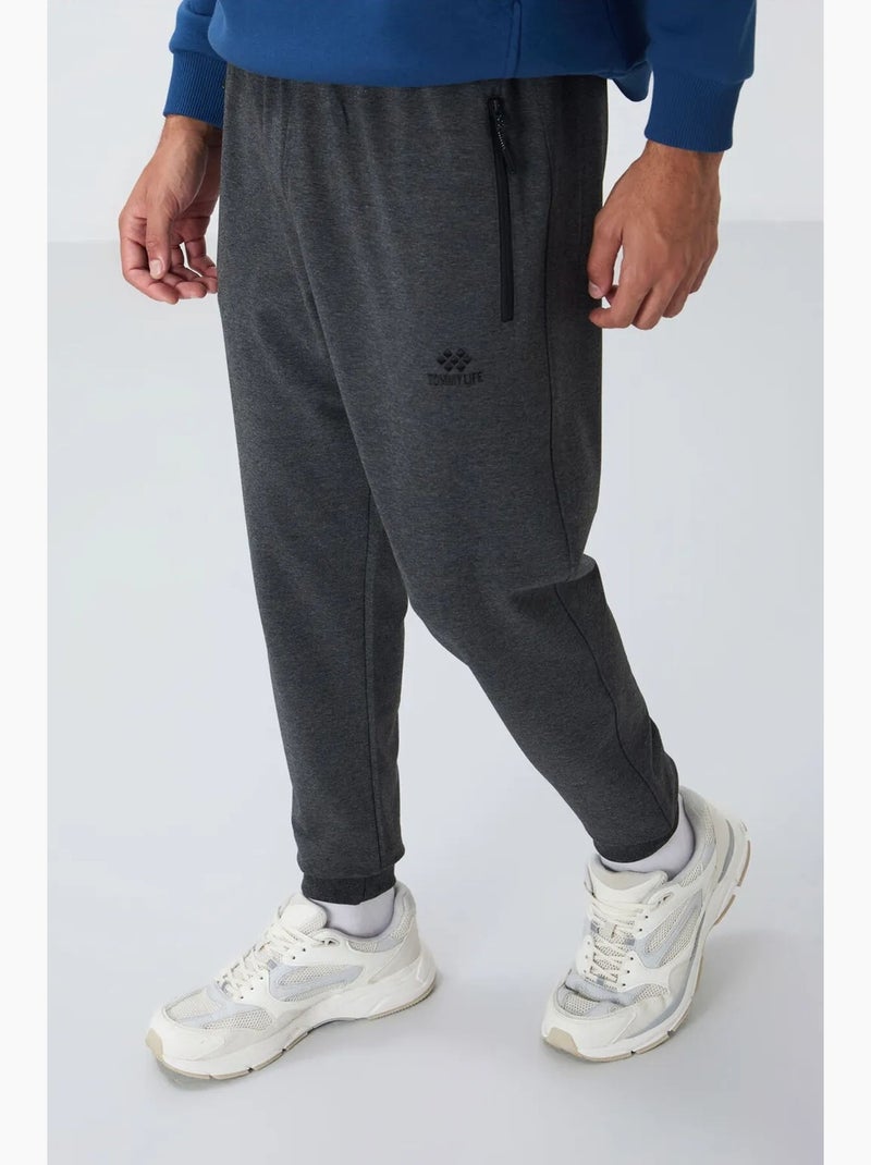Pantalon de jogging homme avec poche zippée tommy Gris Noir - Kiabi