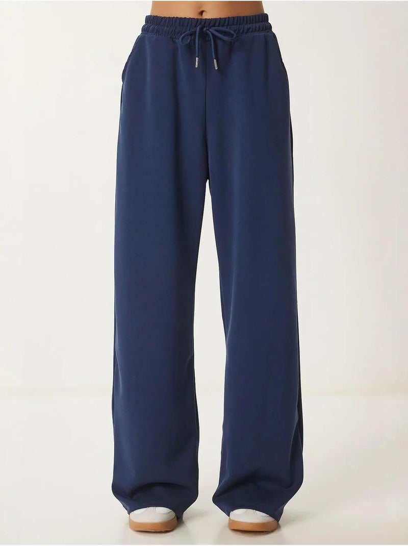 Pantalon de jogging jambe large à taille à cordon istanbul Bleu marine - Kiabi
