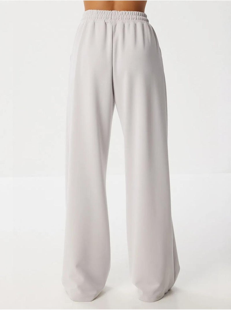 Pantalon de jogging jambe large à taille à cordon istanbul Gris perle - Kiabi