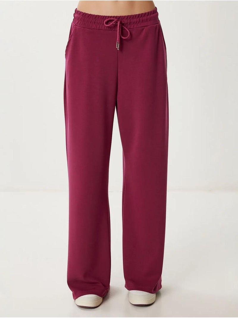 Pantalon de jogging jambe large à taille à cordon istanbul Magenta - Kiabi
