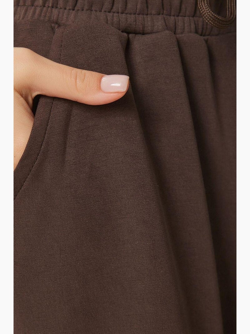 Pantalon de jogging jambe large à taille à cordon istanbul Marron chocolat - Kiabi