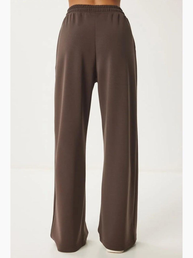 Pantalon de jogging jambe large à taille à cordon istanbul Marron chocolat - Kiabi