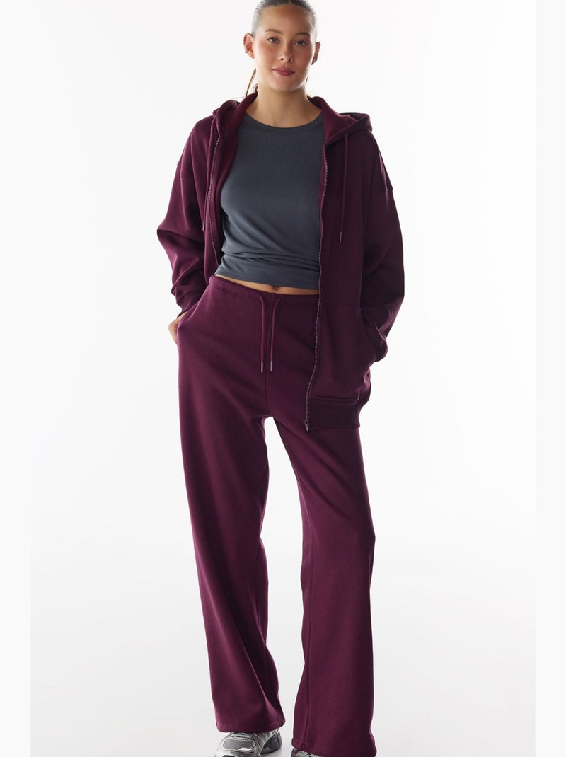 Pantalon de jogging large à taille ajustable penti Rouge bordeaux - Kiabi