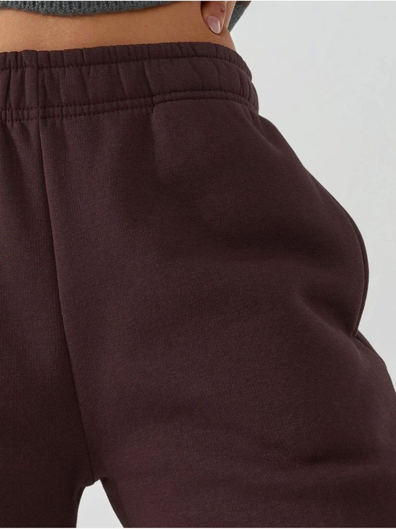 Pantalon de jogging large en mélange de coton hiccup Rouge bordeaux - Kiabi