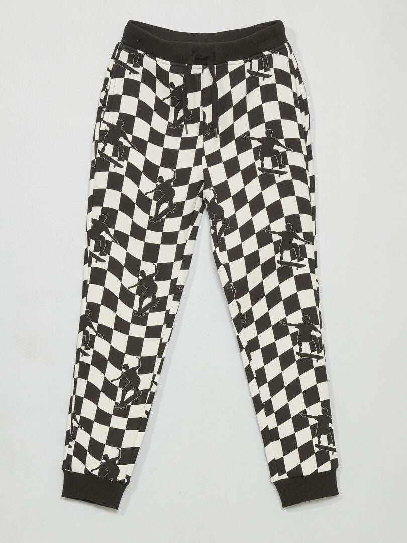 Pantalon de jogging motif damier Blanc/noir - Kiabi