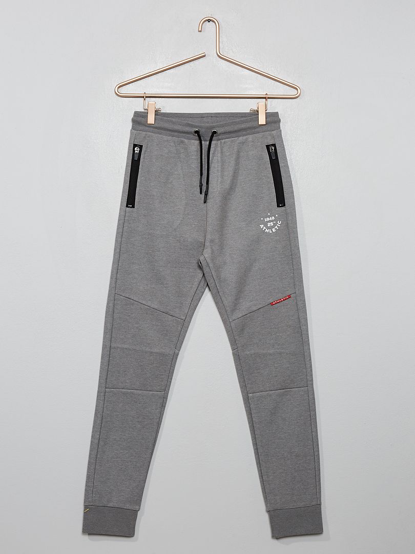 Pantalon de jogging poches zipées gris - Kiabi