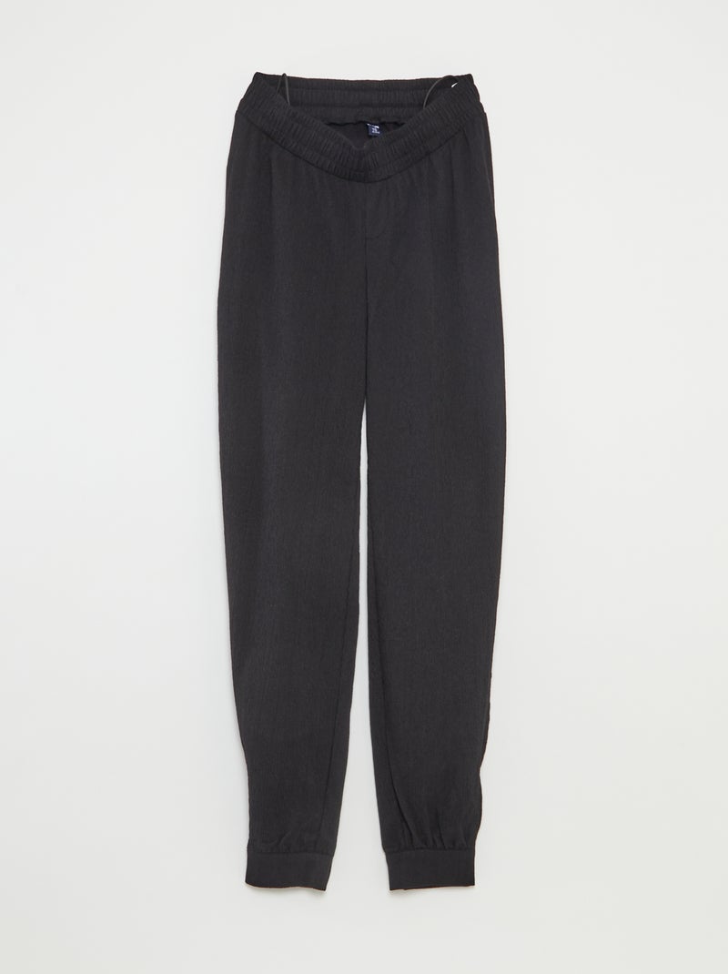 Pantalon de jogging pour femme en maille légère à taille élastiquée Noir - Kiabi