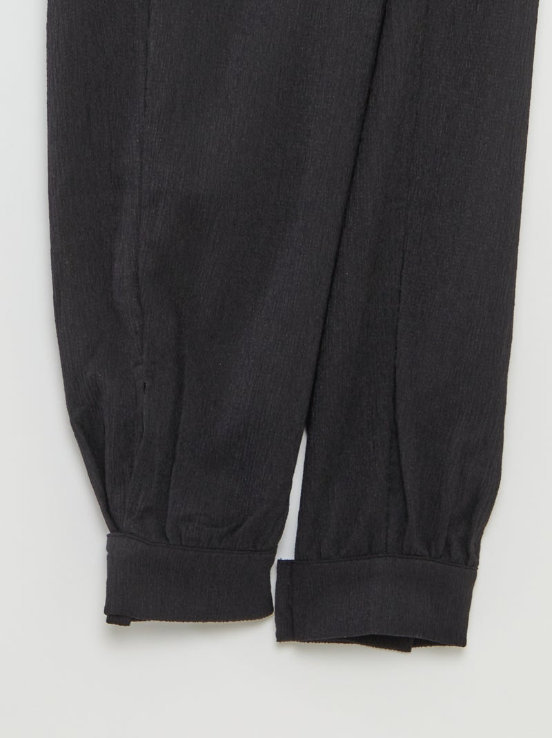 Pantalon de jogging pour femme en maille légère à taille élastiquée Noir - Kiabi