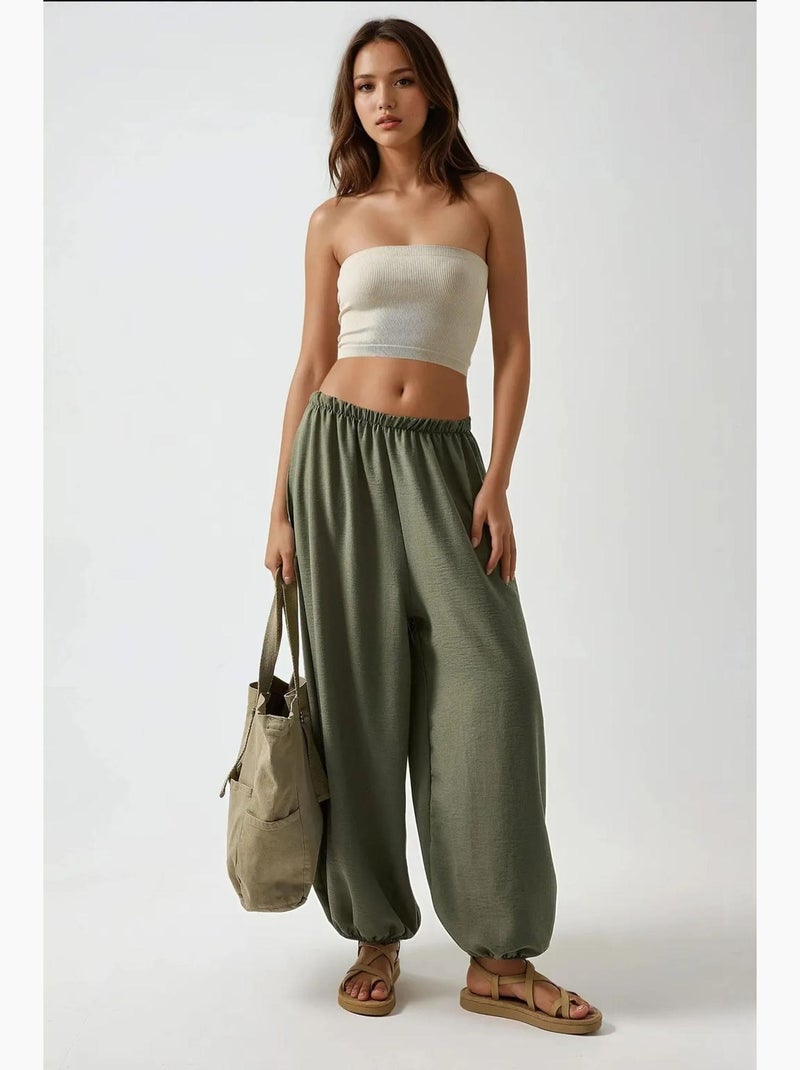 Pantalon de jogging taille basse coupe ample hiccup Kaki - Kiabi