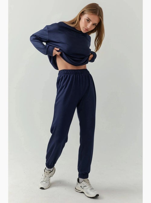 Pantalon de jogging texturé taille haute avec cordon de serrage hiccup - Kiabi Pantalon de jogging texturé taille haute avec cordon de serrage hiccup - Kiabi