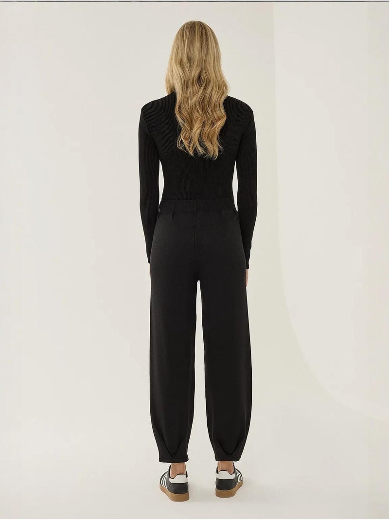 Pantalon de jogging tricoté taille haute Noir - Kiabi