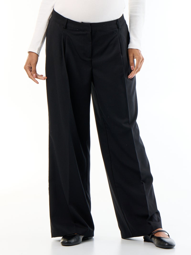 Pantalon de maternité à pinces Noir - Kiabi