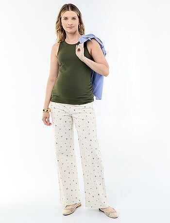 Pantalon de maternité en denim coupe wide leg