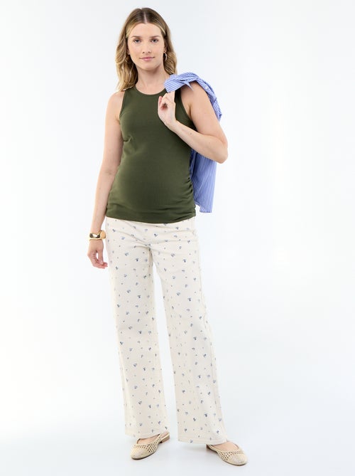 Pantalon de maternité en denim coupe wide leg - Kiabi