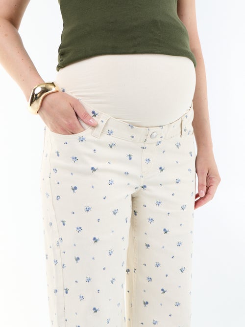 Pantalon de maternité en denim coupe wide leg - Kiabi