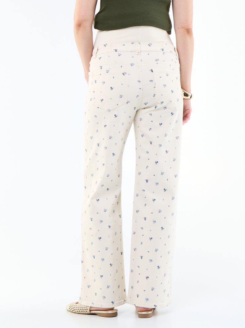 Pantalon de maternité en denim coupe wide leg Blanc - Kiabi
