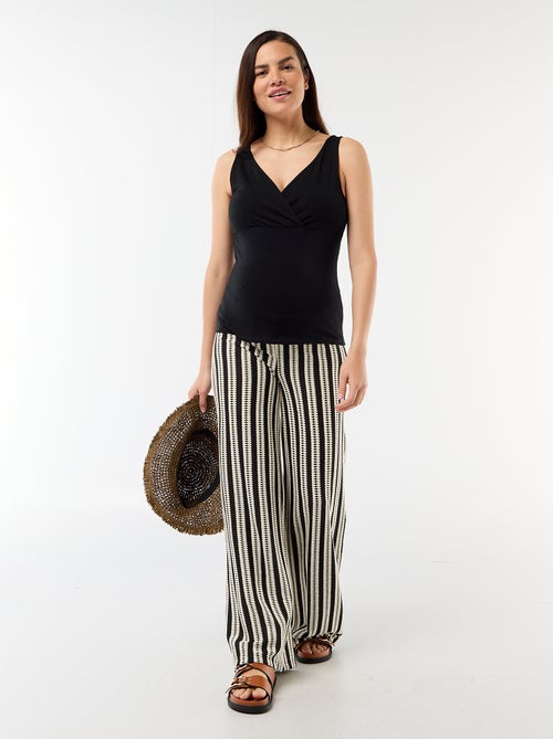 Pantalon de maternité en maille rayé - Kiabi