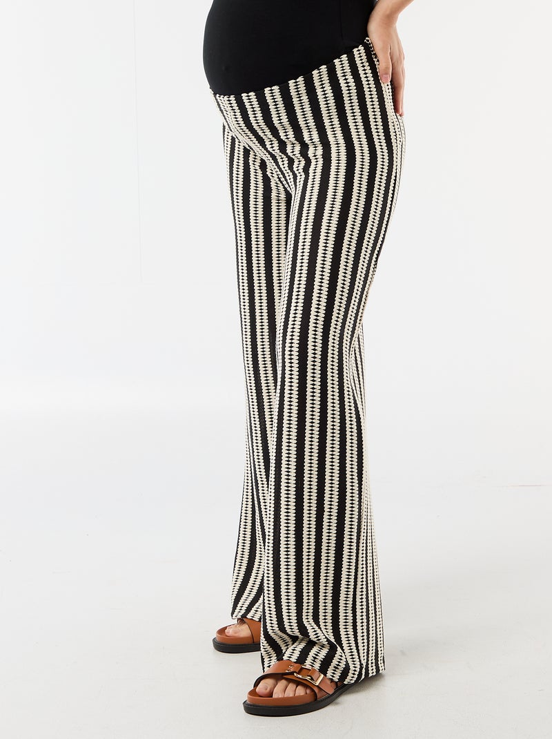 Pantalon de maternité en maille rayé Beige - Kiabi