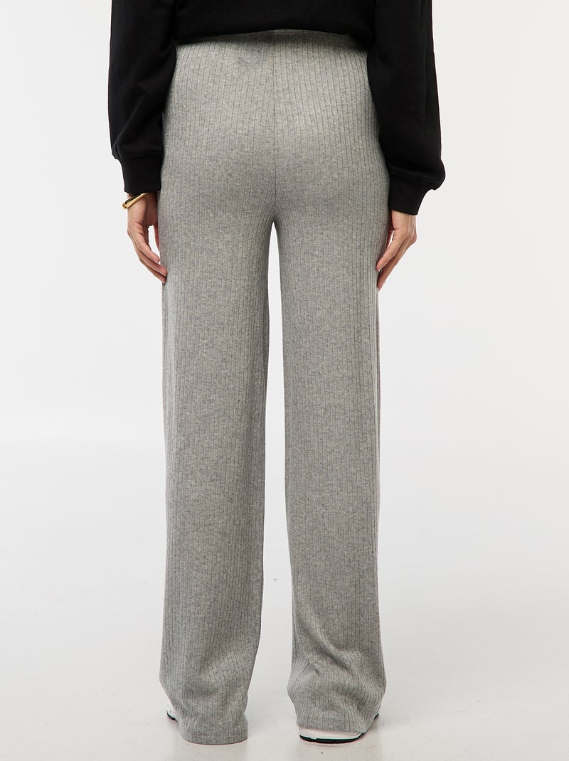 Pantalon de maternité large en rib Gris - Kiabi