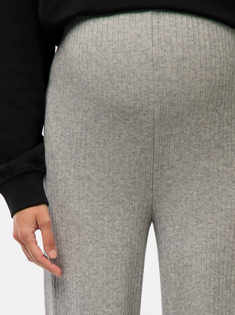 Pantalon de maternité large en rib Gris - Kiabi